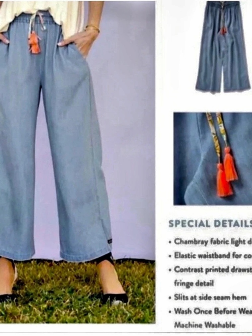 Matilda Jane Dream Chasers On the Shore Cropped Chambray Pants size XL